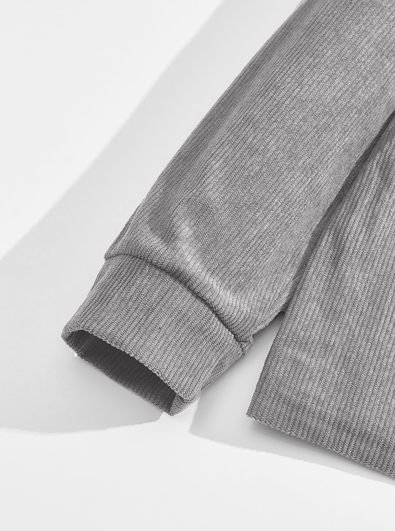 Men's Corduroy Quarter Placket Pullover – Leather Elbow Patches for Spring & Fall