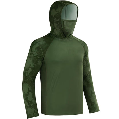 Men's 360° Sun Protection Hooded Face Cover Shirt, UPF 50+ Lightweight Outdoor Performance Hoodie