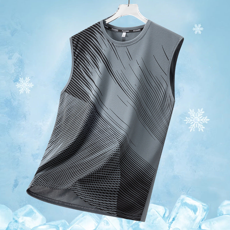 Men's Quick-Dry Breathable Athletic Sleeveless Shirts with Geometric Print