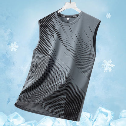Men's Quick-Dry Breathable Athletic Sleeveless Shirts with Geometric Print
