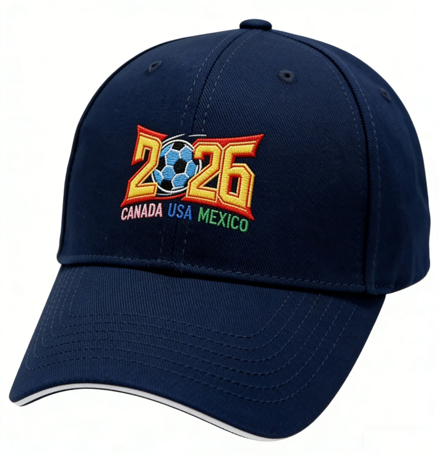 2026 World Cup Embroidered Baseball Cap, Canada USA Mexico Soccer Dad Hat