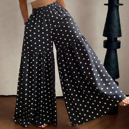 Women's 2026 New Floral High Waist Wide Leg Pants - Lightweight Flowy Boho Palazzo Trousers with Pockets for Casual Summer Wear