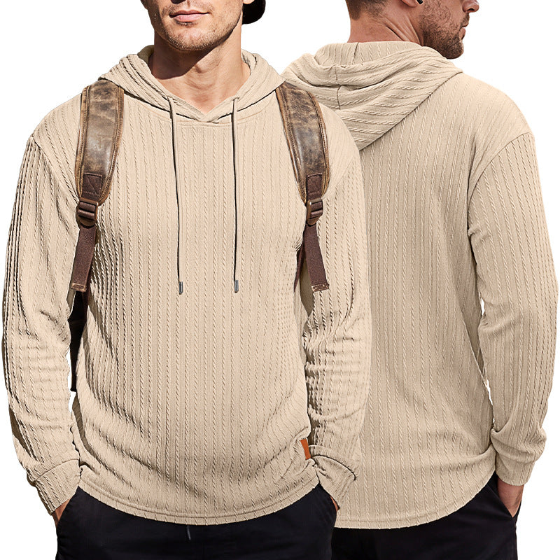 Men's Textured Hooded Polo - Quick-Dry Loose Knit Top