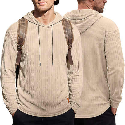 Men's Textured Hooded Polo - Quick-Dry Loose Knit Top