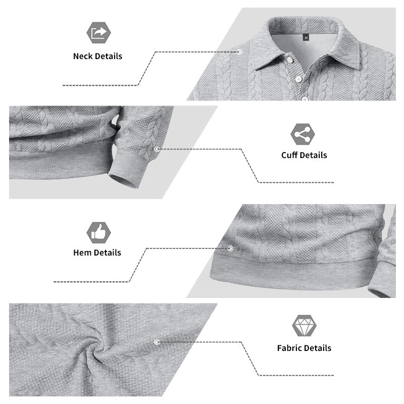 Men's Textured Knit Polo Sweater
