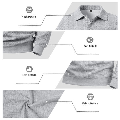 Men's Textured Knit Polo Sweater