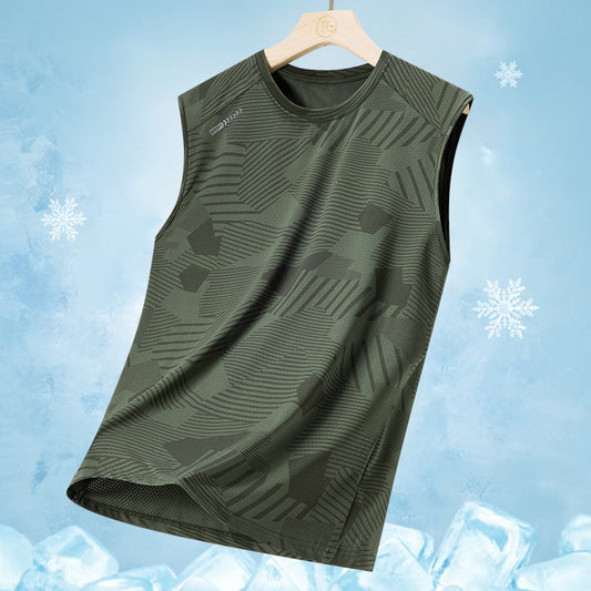 Men's Camo Print Quick-Dry Tank Top, Stretch Breathable Sleeveless Athletic Shirt, Lightweight Summer Sports Vest for Outdoor, Running & Casual Wear