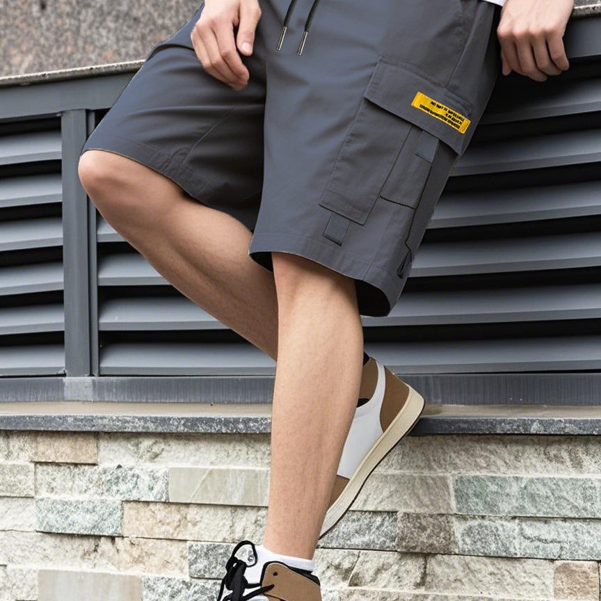 Men's Casual Cargo Shorts, Elastic Waist Drawstring Multi-Pocket Summer Shorts
