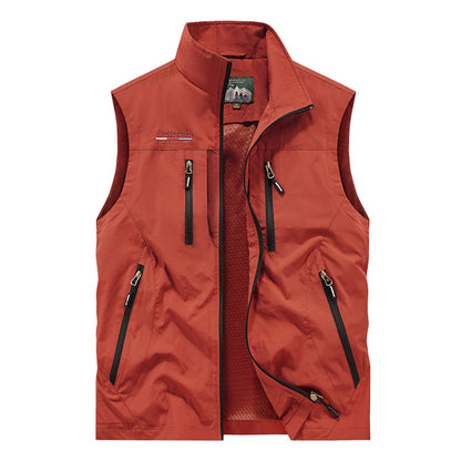 Men's Full Zip Sleeveless Quick Dry Vest, Multi Pockets Outdoor Fishing Golf Vest