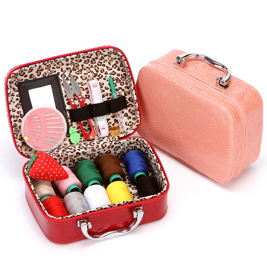 Premium Portable Sewing Kit with Faux Leather Case, Complete Home & Travel Sewing Supplies Set