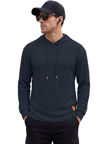 Men's Textured Hooded Polo - Quick-Dry Loose Knit Top