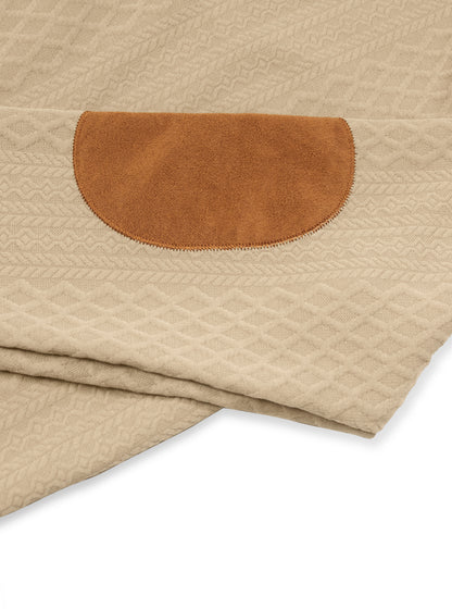 Men's Quarter-Zip Jacquard Sweater - Long Sleeve Mock Neck Pullover with Elbow Patches