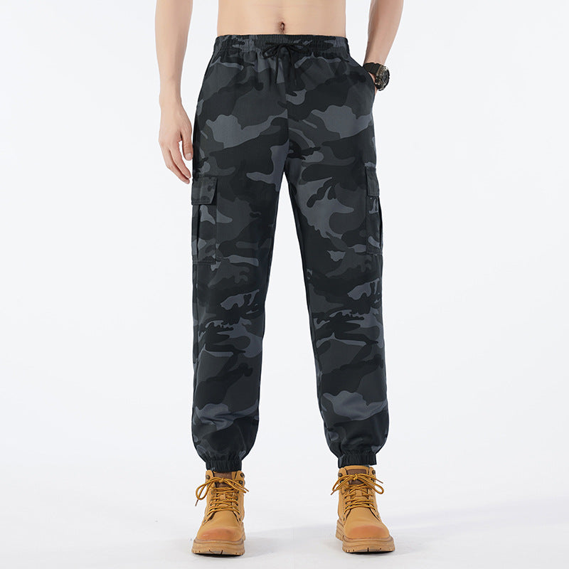 Men's Camo Cargo Joggers, Loose Fit Multi-Pocket Casual Street Pants