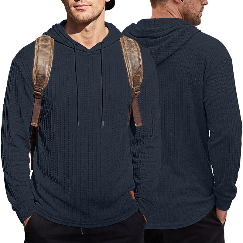 Men's Textured Hooded Polo - Quick-Dry Loose Knit Top