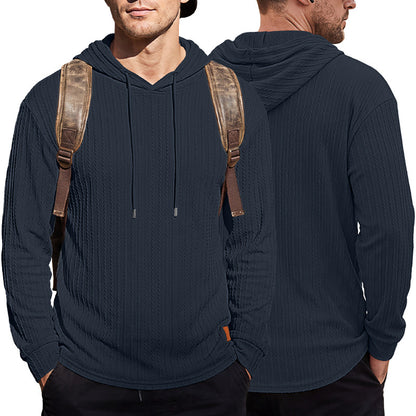 Men's Textured Hooded Polo - Quick-Dry Loose Knit Top