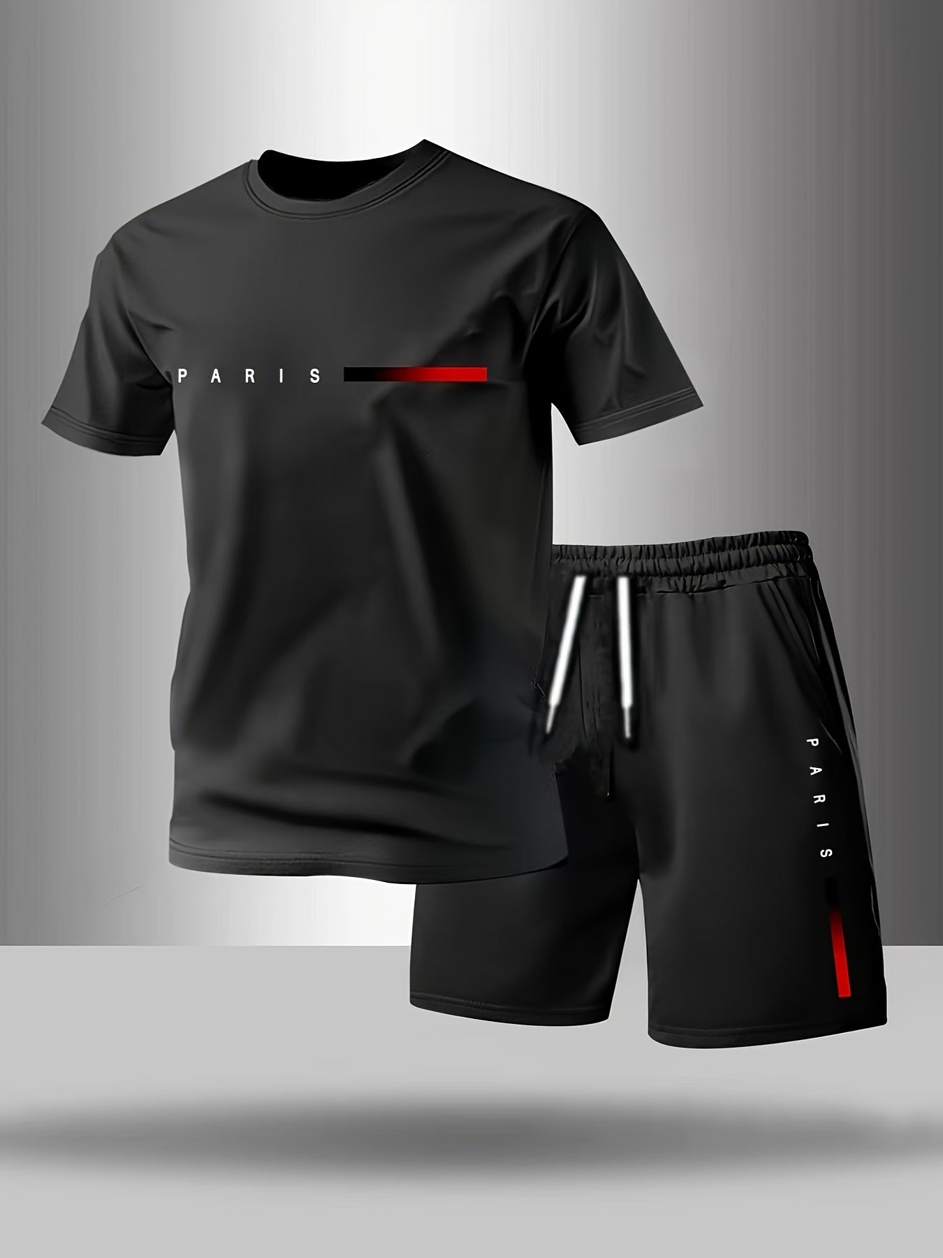 Men's Paris Print Short Sleeve & Shorts Set