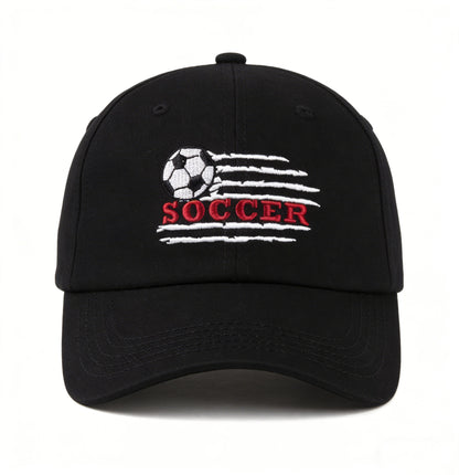Embroidered Soccer Baseball Cap, Classic Adjustable Football Dad Hat for Sports Fans