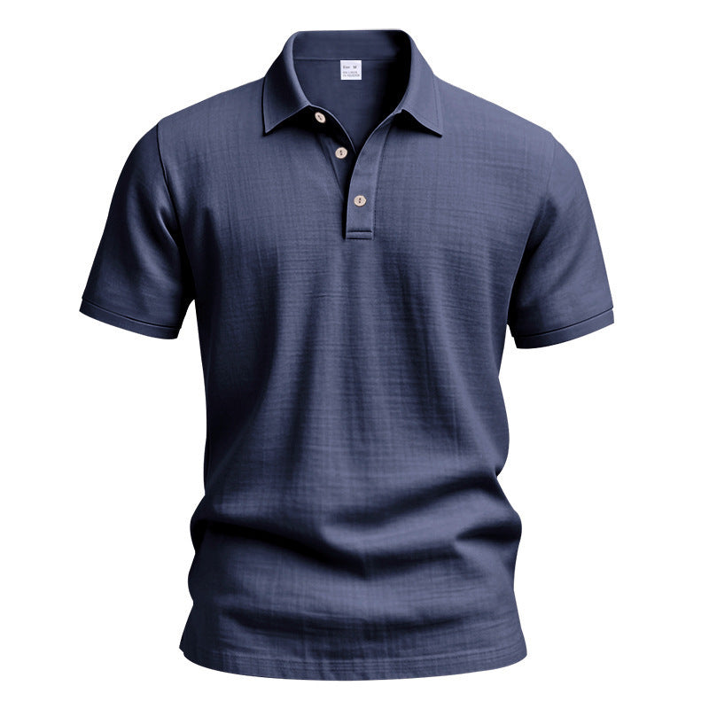 Men's Linen Short Sleeve Polo Shirt - Breathable Relaxed Fit for Summer Casual & Commute