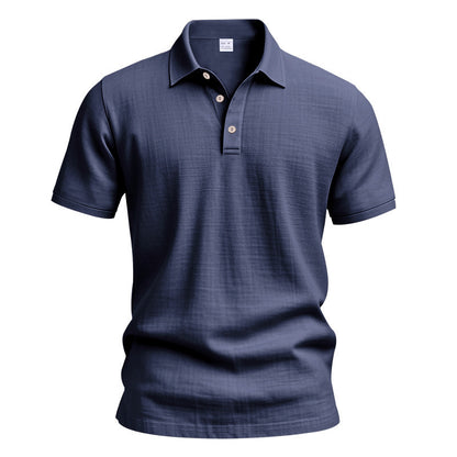 Men's Linen Short Sleeve Polo Shirt - Breathable Relaxed Fit for Summer Casual & Commute