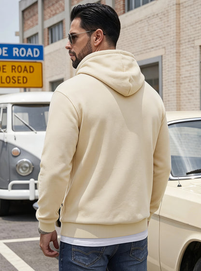Men's Standard Weight Comfort Fit Hoodie - Solid Color with Kangaroo & Hidden Zipper Pockets