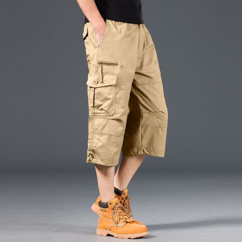 Men's Summer Lightweight Cotton Cargo Shorts Plus Size Multi-Pocket