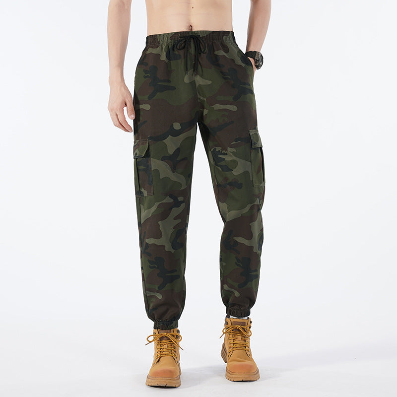 Men's Camo Cargo Joggers, Loose Fit Multi-Pocket Casual Street Pants