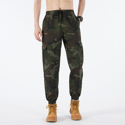 Men's Camo Cargo Joggers, Loose Fit Multi-Pocket Casual Street Pants
