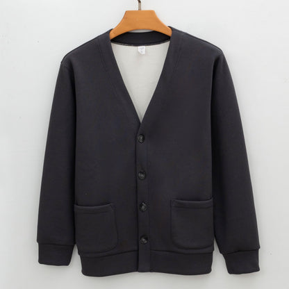 Men's Brushed Fleece V-Neck Cardigan Sweater