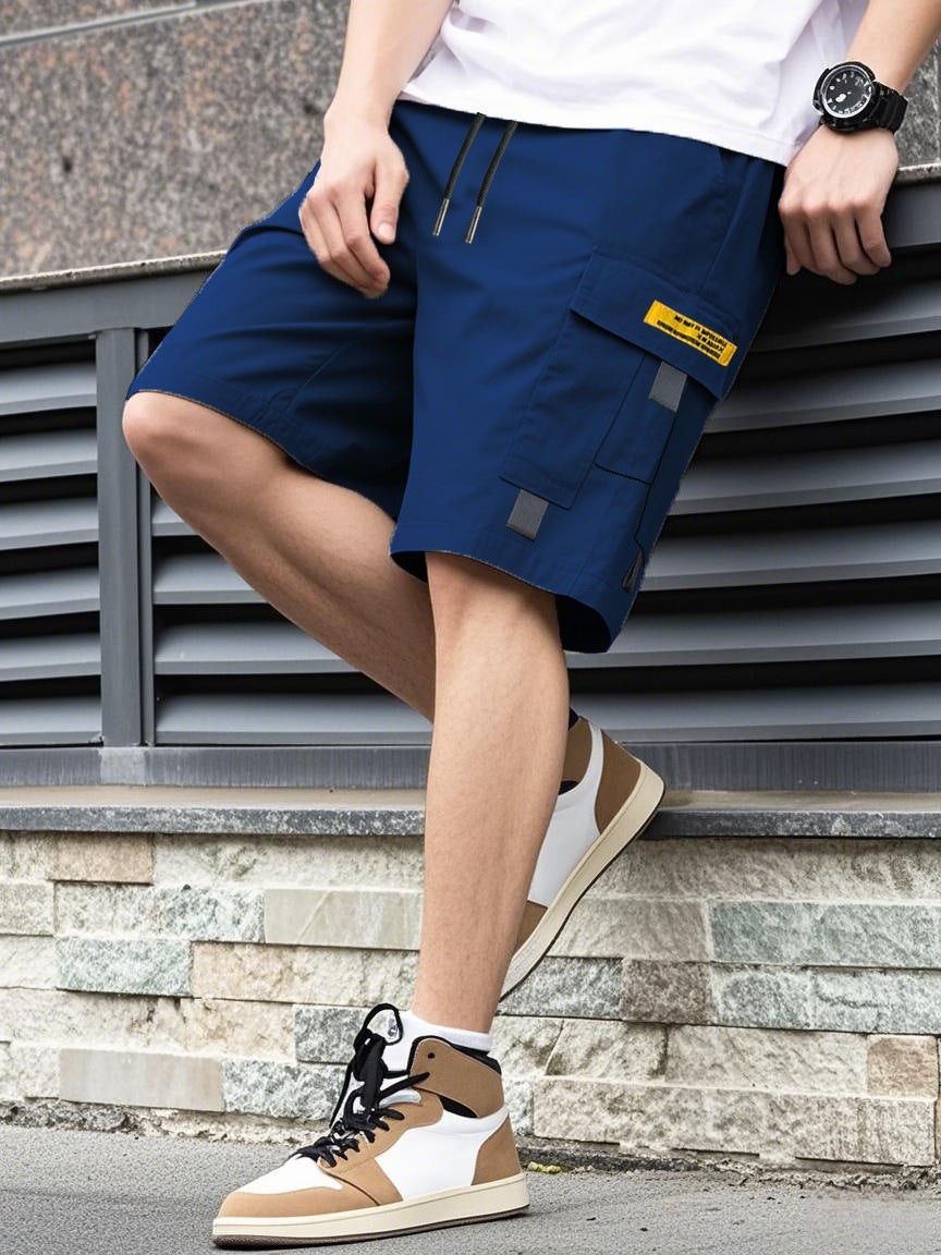 Men's Casual Cargo Shorts, Elastic Waist Drawstring Multi-Pocket Summer Shorts