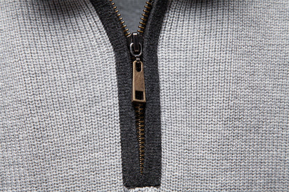 Men's Colorblock Quarter Zip Business Casual Sweater