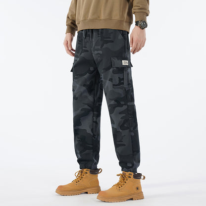 Men's Camo Cargo Joggers, Loose Fit Multi-Pocket Casual Street Pants
