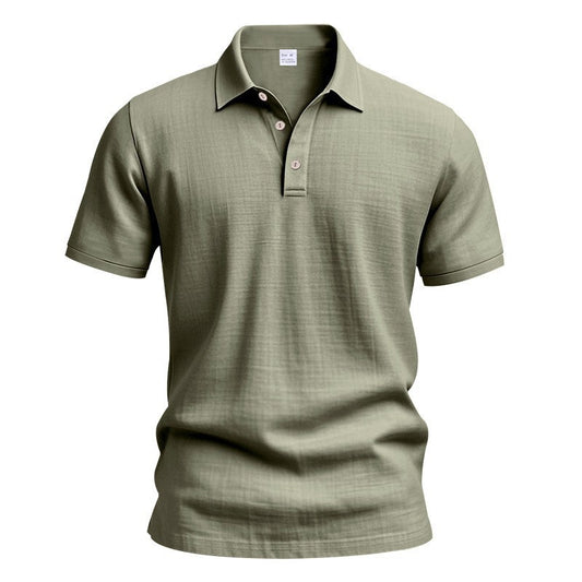 Men's Linen Short Sleeve Polo Shirt - Breathable Relaxed Fit for Summer Casual & Commute
