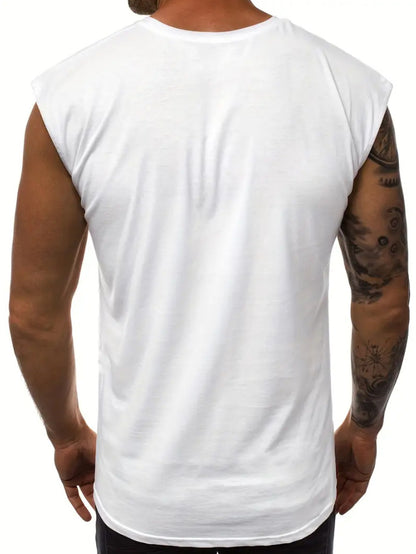 Men's Solid Color Loose Fit Tank Top, Casual Sleeveless Crew Neck Tee, Lightweight Big Size Vest for Summer