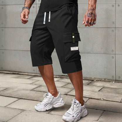 Men's Casual Drawstring Capri Cargo Pants