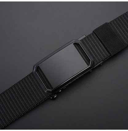Men's Nylon Tactical Belt with Automatic Ratchet Buckle - 120cm(47.2") Length, Heavy-Duty Canvas Belt for Work & Outdoor Hiking