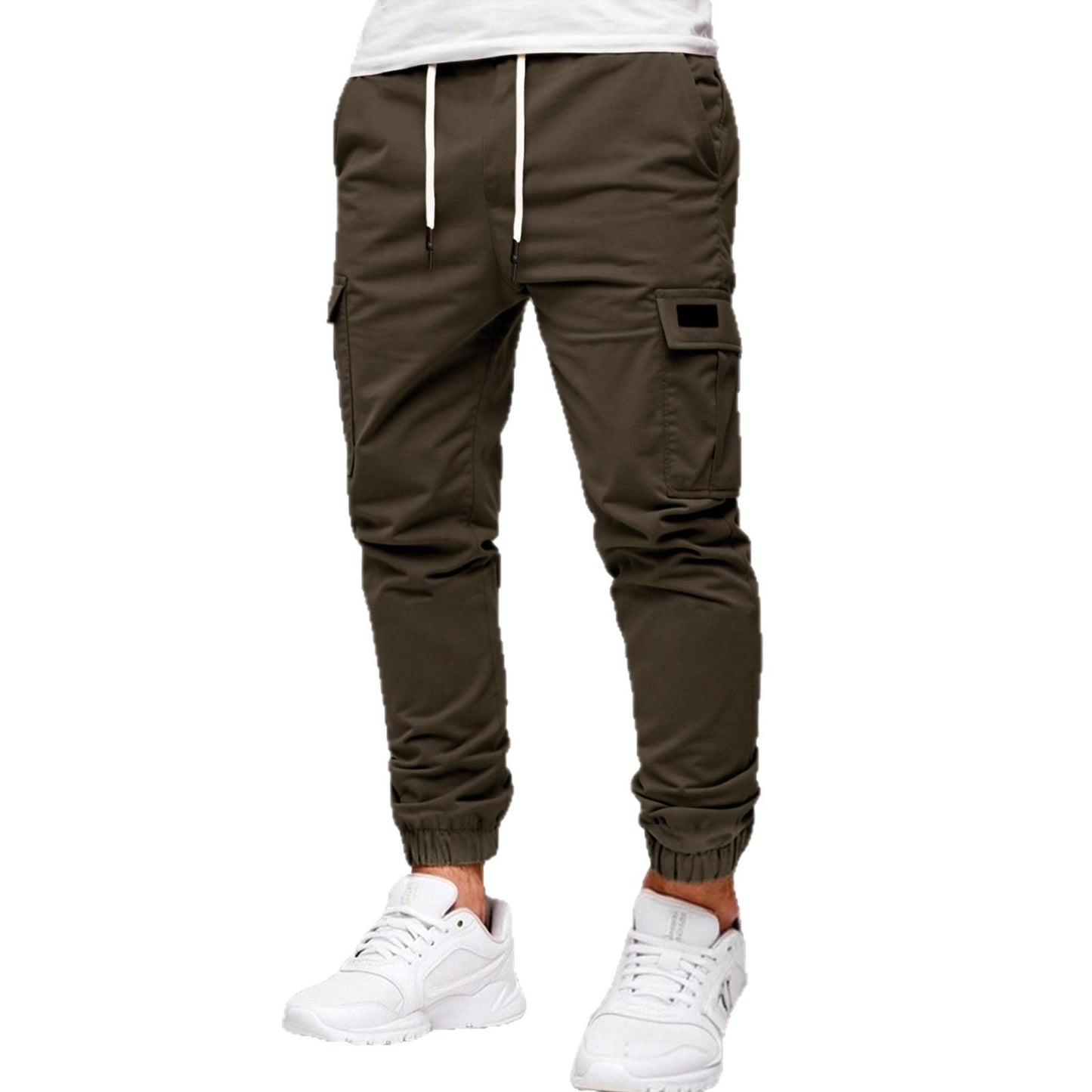 Men's Slim Fit Cargo Jogger Pants - Multi-Pocket Casual Trousers with Elastic Drawstring Waist