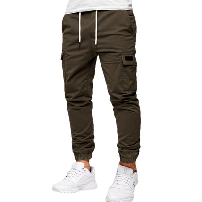 Men's Slim Fit Cargo Jogger Pants - Multi-Pocket Casual Trousers with Elastic Drawstring Waist