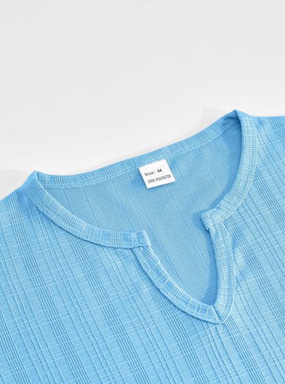 Men's Summer Henley T-Shirt - Slim Fit Linen-Like Breathable Casual Tee