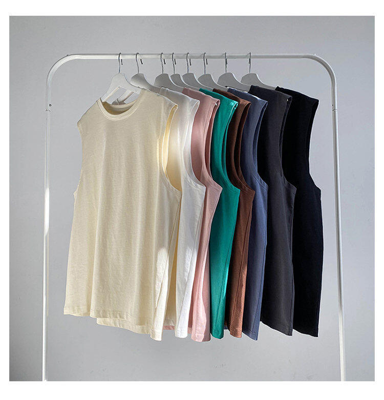 Men's Solid Color Loose Fit Tank Top, Casual Sleeveless Crew Neck Tee, Lightweight Big Size Vest for Summer