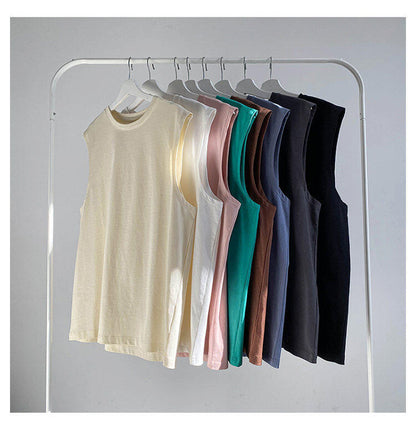 Men's Solid Color Loose Fit Tank Top, Casual Sleeveless Crew Neck Tee, Lightweight Big Size Vest for Summer