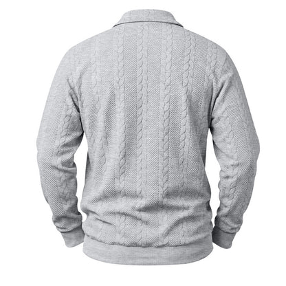 Men's Textured Knit Polo Sweater