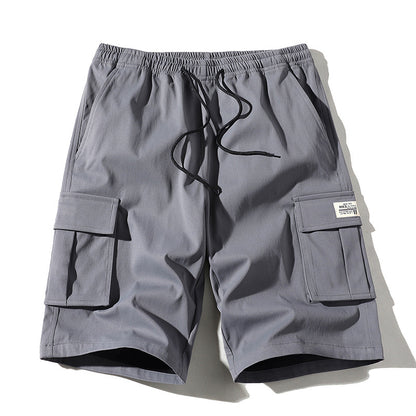 Men's Elastic Waist Cargo Shorts - Casual Summer Drawstring Work Hiking Outdoor Shorts with Multi-Pocket