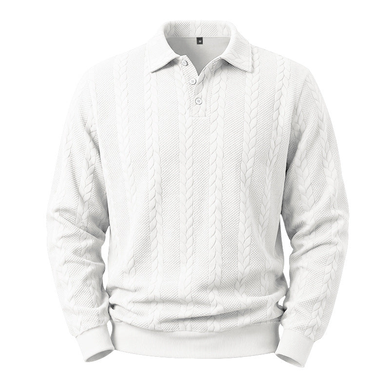 Men's Textured Knit Polo Sweater