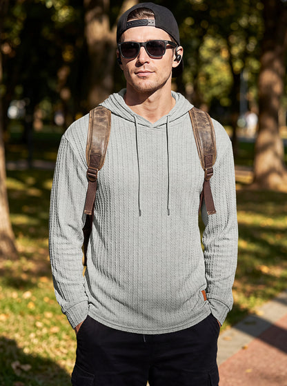 Men's Textured Hooded Polo - Quick-Dry Loose Knit Top