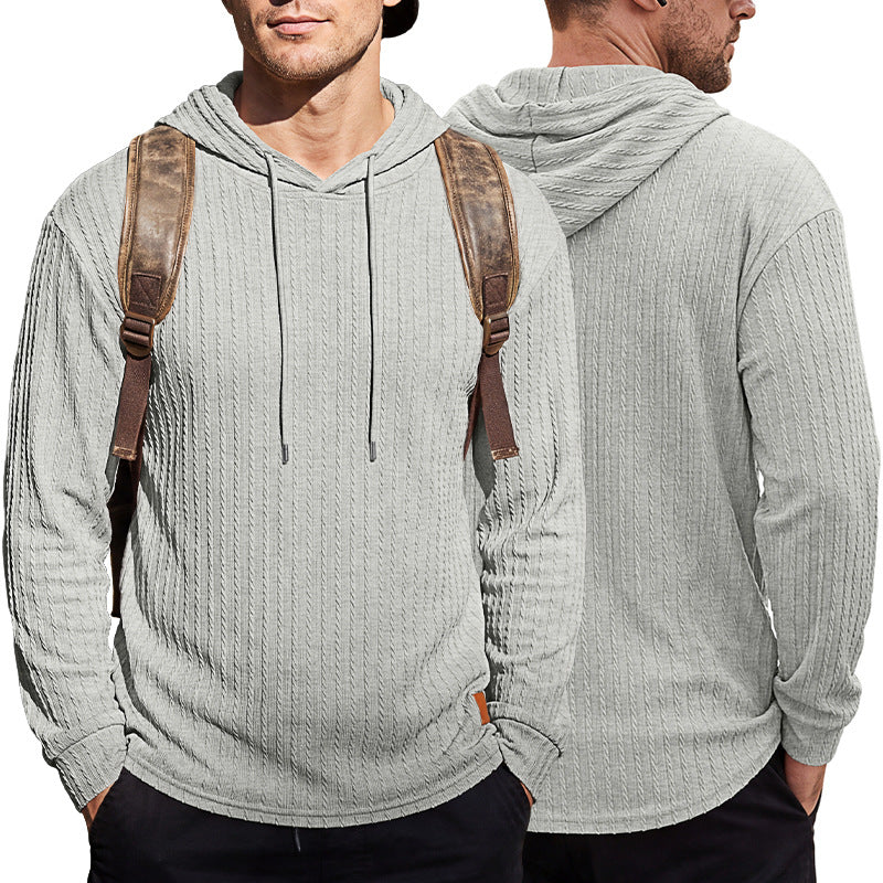 Men's Textured Hooded Polo - Quick-Dry Loose Knit Top