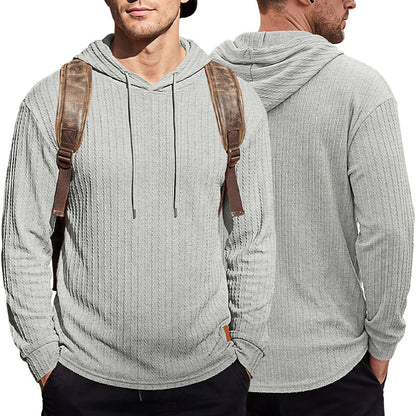 Men's Textured Hooded Polo - Quick-Dry Loose Knit Top