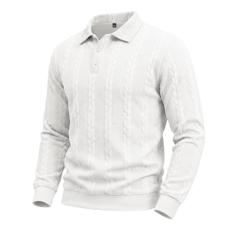 Men's Textured Knit Polo Sweater