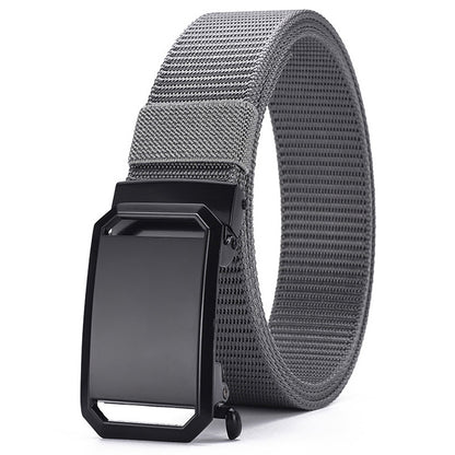 Men's Nylon Tactical Belt with Automatic Ratchet Buckle - 120cm(47.2") Length, Heavy-Duty Canvas Belt for Work & Outdoor Hiking
