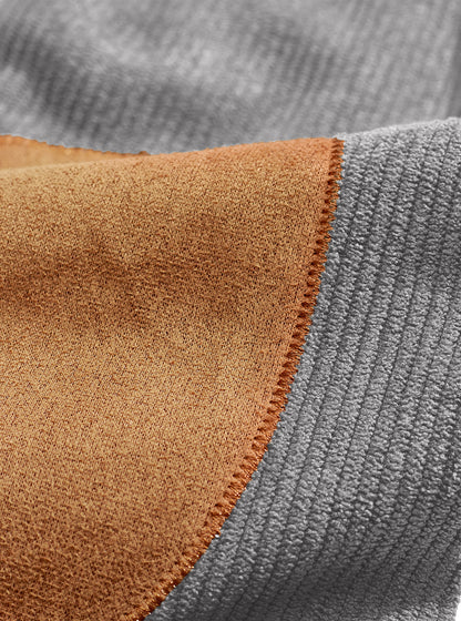Men's Corduroy Quarter Placket Pullover – Leather Elbow Patches for Spring & Fall