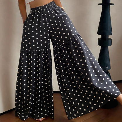 Women's 2026 New Floral High Waist Wide Leg Pants - Lightweight Flowy Boho Palazzo Trousers with Pockets for Casual Summer Wear